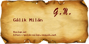 Gálik Milán névjegykártya